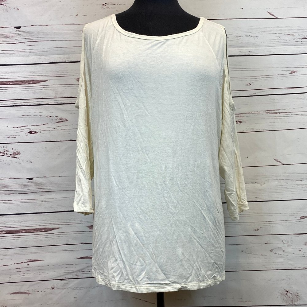 Karen Kane A Line Cream Cold Shoulder Blouse Sz 3X